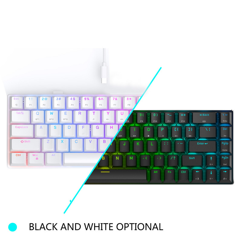 Metoo Bluetooth mechanikus billentyűzet táblagéphez iPad telefon Vezeték nélküli 2.4G 3 üzemmódú billentyűzet RGB háttérvilágítás USB vezetékes Teclado