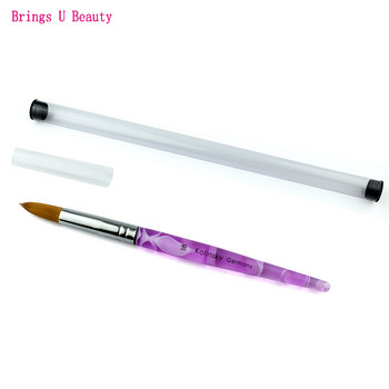 Нов пристигащ размер #14/16/18/20 Kolinsky Professional Painting Nail Acrylic Brush Purple Handle Acrylic Pincel Liquid Powder Pen