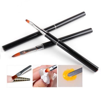 1 бр. Двустранна четка за рисуване на нокти Писалка за рисуване Пудра за дърворезба Шпатула Stick Gel Extension Pen Nail Salon DIY Design Tool NF1841