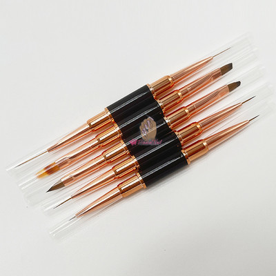 Dual End Nail Art Thin Liner Kist Metalna ručka DIY Painting Crtanje Line Pen Tekući puder Akril Extension Alati za manikuru