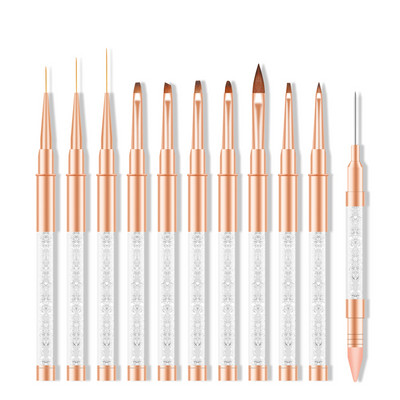 11 stiluri de căptușeală acrilice pix pentru desen Nail Art dungi linii perie fototerapie gel UV perii pentru pictură sculptură stilou instrument de manichiură