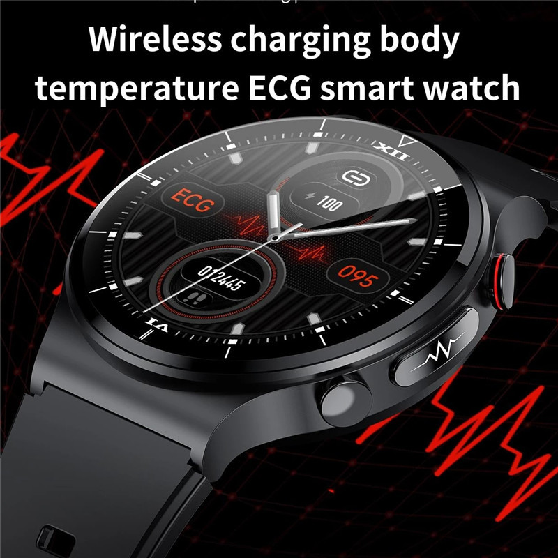 E88 Zdravlje Pametni sat Muški EKG+PPG Tjelesna temperatura Krvni tlak Otkucaji srca IP68 Vodootporni bežični punjač Pametni sat HD