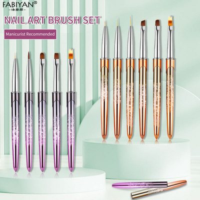 Nail Art Liner Painting Brush Акрилна течна пудра Carving UV Gel Extension Builder Pen Инструменти за маникюр Rose gold Purple