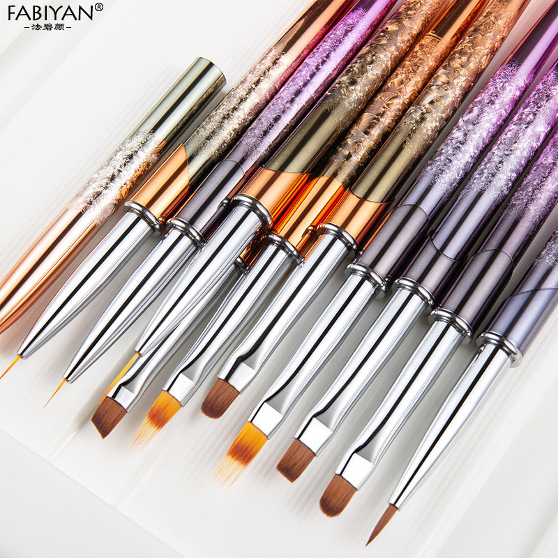 Nail Art Liner Festőecset Akril Folyékony Púder Faragás UV Gél Extension Builder Toll Manikűr Eszközök Rózsarany Lila