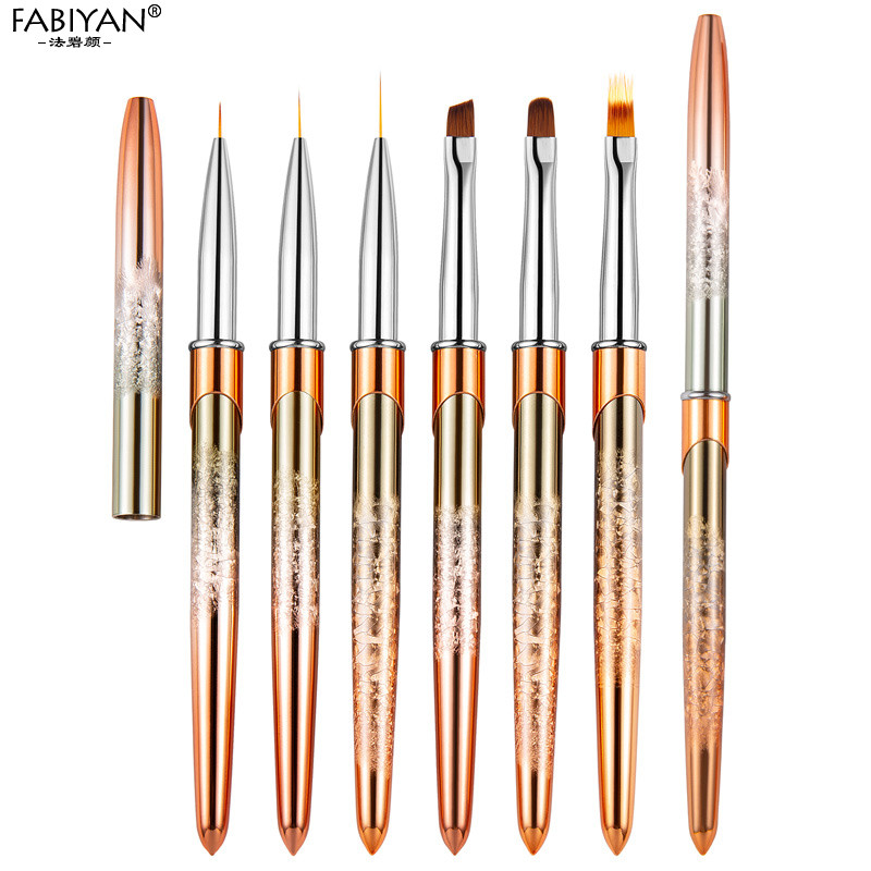 Nail Art Liner Festőecset Akril Folyékony Púder Faragás UV Gél Extension Builder Toll Manikűr Eszközök Rózsarany Lila