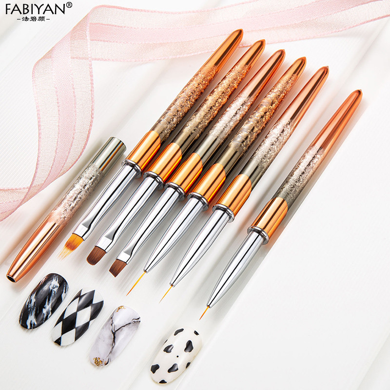 Nail Art Liner Festőecset Akril Folyékony Púder Faragás UV Gél Extension Builder Toll Manikűr Eszközök Rózsarany Lila