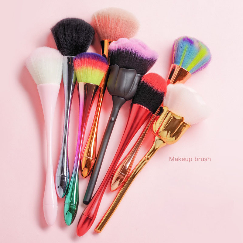 1 tk küünekunsti puudritolmupintsel Roosa roosipintsel küünte trimmimiseks puhastuspintsel Lahtine puuder põsepuna akrüülpintsel maniküüri tööriist