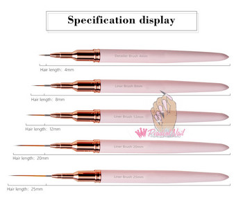 25 мм розова акрилна френска писалка за нокти, четка за рисуване с фини линии, рисунка, UV гел, лак, инструменти за маникюр