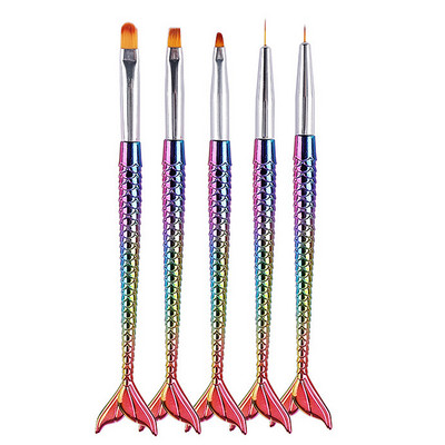 5db/szett Mermaid Gradient virágos körömdíszítő ecset faragott csíkos festés rajztoll akril UV gél körömvég manikűr eszköz