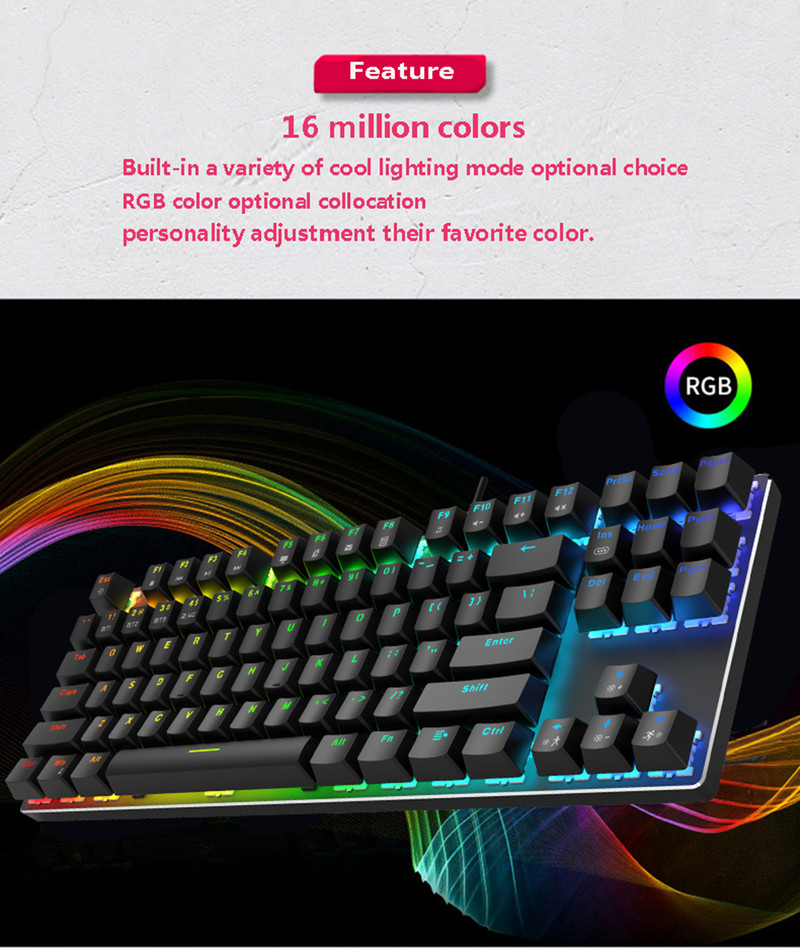 Metoo 2,4 GHz bezdrôtová/Bluetooth/káblová mini prenosná mechanická klávesnica s RGB podsvietením pre herné klávesnice pre notebooky, tablety a mobilné zariadenia