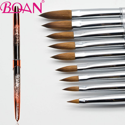 BQAN Kolinsky Акрилна четка за нокти Nail Art Mink Brush Wood Handle Gel Builder Четка за маникюр Инструменти за рисуване Размер 2-20