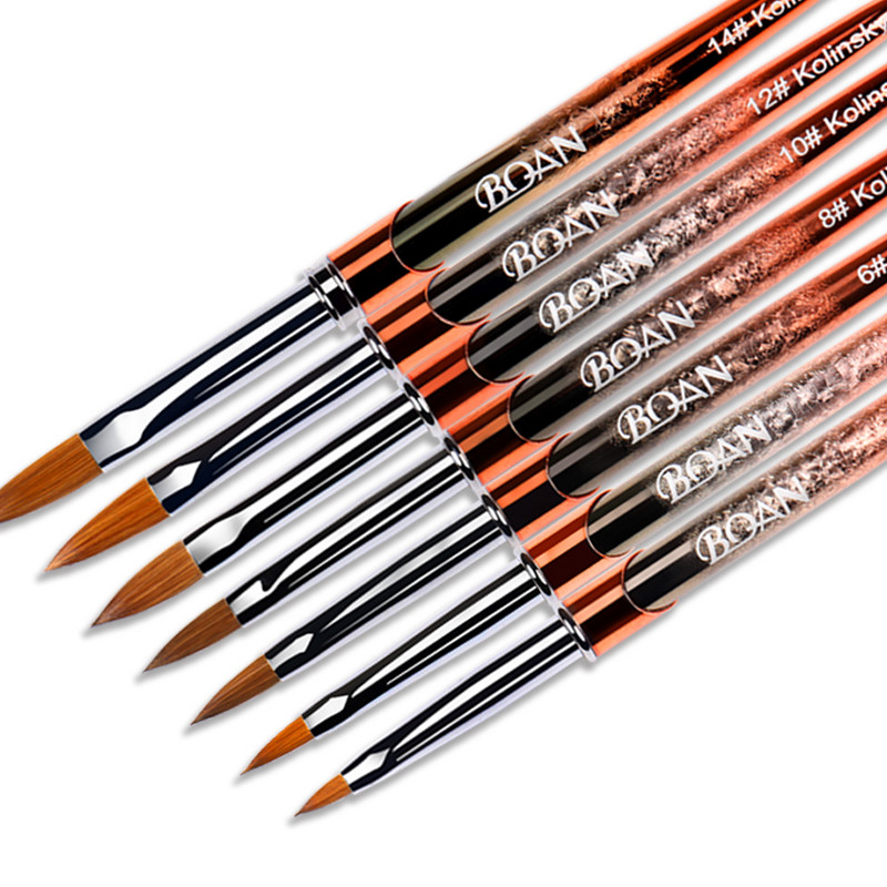 BQAN Kolinsky akril körömkefe Nail Art Mink ecset fa nyél gél építő manikűr ecset rajzeszközök 2-20 méret