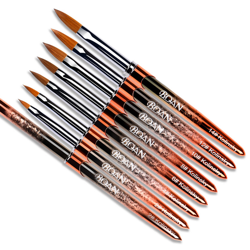 BQAN Kolinsky akril körömkefe Nail Art Mink ecset fa nyél gél építő manikűr ecset rajzeszközök 2-20 méret