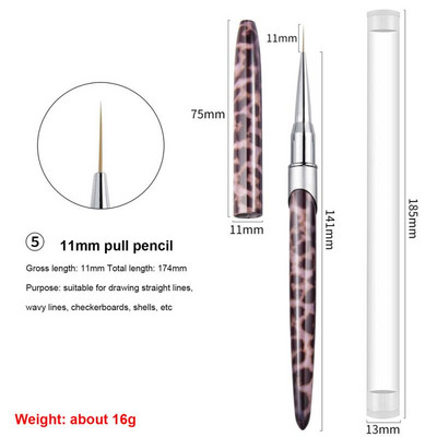 14 stiliaus nagų dailės šepetėlis akrilinis apvalus piešimo dažymas plokščias rašiklis akrilo prailginimas UV gelio lako manikiūro įrankio dizaino patarimai