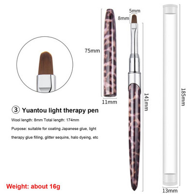 14 stiliaus nagų dailės šepetėlis akrilinis apvalus piešimo dažymas plokščias rašiklis akrilo prailginimas UV gelio lako manikiūro įrankio dizaino patarimai