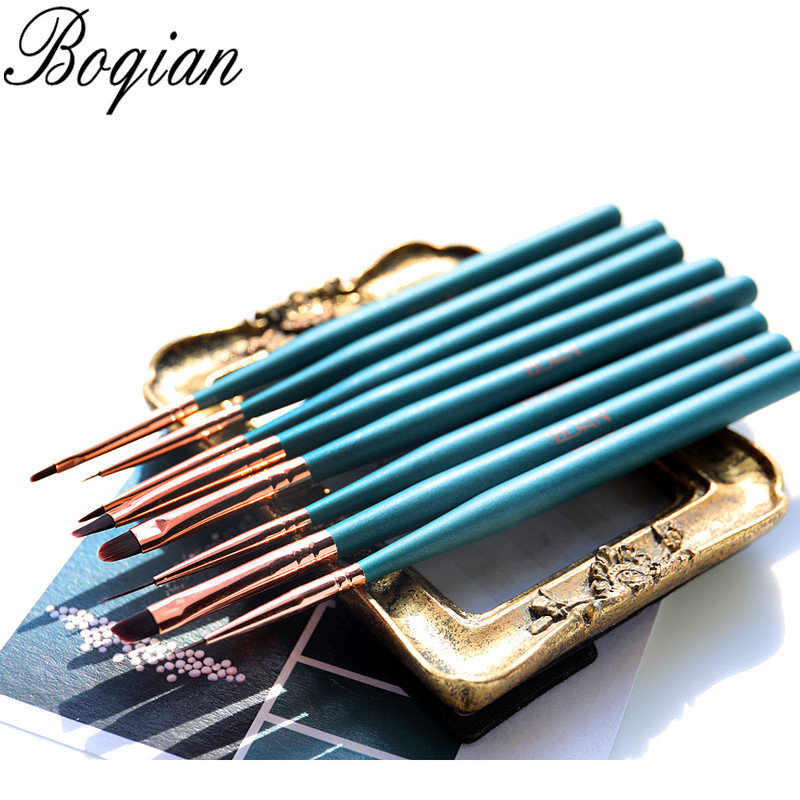 BQAN nagų dailės piešimo šepetėlis su metaliniu dangteliu Profesionalus akrilo UV gelinis nagų lakas manikiūro rašiklio įdėklas plokščias apvalus