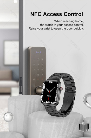 Бизнес мъжки смарт часовник Smartwatch от неръждаема стомана Bluetooth разговори Мониторинг на здравето 2023 Спорт Водоустойчив NFC Дамски часовници