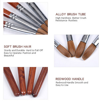 New Arrival Acrylic Nail Art Brush Poly Builder Nail Brush Red Wood Handle Pen Professional Brush Manicure Kolinsky Sable Pen