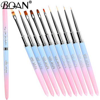BQAN Pink Gradient Nail Brush Nail Art Brush Line Painting Brushes Crystal Acrylic Thin Liner Drawing Pen Инструменти за маникюр UV Gel