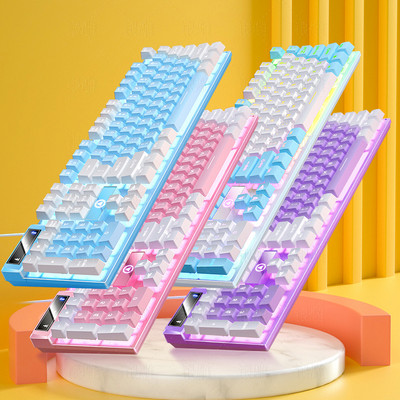 104 billentyűs játék billentyűzet Vezetékes billentyűzet színeihez illő háttérvilágítású, mechanikus tapintású számítógép E-sport perifériák asztali laptopokhoz