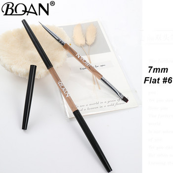 BQAN Μαύρη διπλή κεφαλή κρυστάλλινη λαβή 7mm&Falt Drawing Brush Liner Brush Painting Pen Gel Polish Crystal Nail Art Εργαλεία μανικιούρ