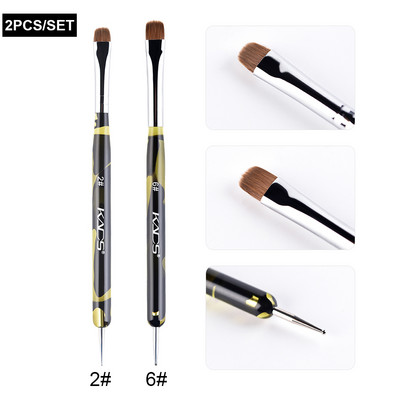 KADS 5/3/2db/szett francia gél akril Nail Art Kolinsky ecsetkészlet pöttyös eszközzel Pro Manikűr Cuticle Clean Up Nail Art Design