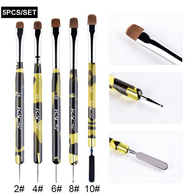 KADS 5/3/2db/szett francia gél akril Nail Art Kolinsky ecsetkészlet pöttyös eszközzel Pro Manikűr Cuticle Clean Up Nail Art Design