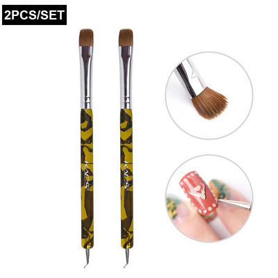 KADS 5/3/2db/szett francia gél akril Nail Art Kolinsky ecsetkészlet pöttyös eszközzel Pro Manikűr Cuticle Clean Up Nail Art Design