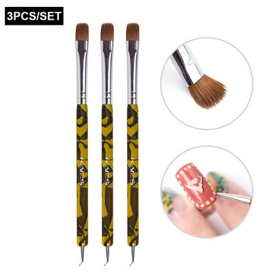KADS 5/3/2db/szett francia gél akril Nail Art Kolinsky ecsetkészlet pöttyös eszközzel Pro Manikűr Cuticle Clean Up Nail Art Design