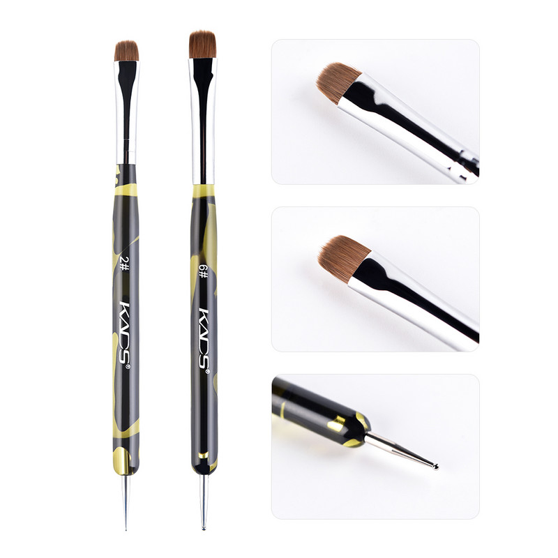 KADS 5/3/2db/szett francia gél akril Nail Art Kolinsky ecsetkészlet pöttyös eszközzel Pro Manikűr Cuticle Clean Up Nail Art Design