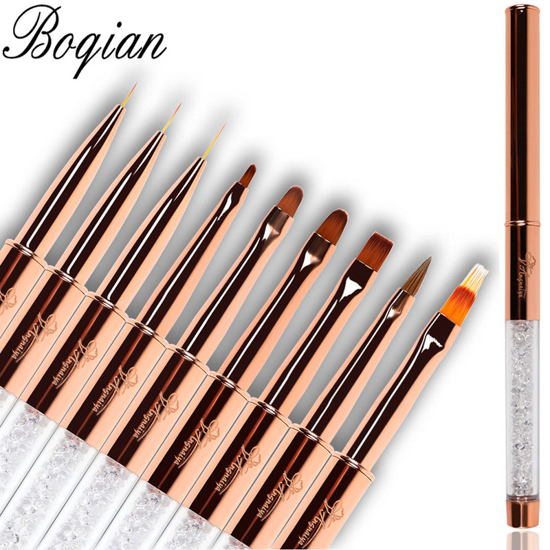 BQAN Nail Art Stripe Lines Liner Festés Macskaszem Ecset Akril UV GEL Extension Builder Rajz strasszos nyéllel
