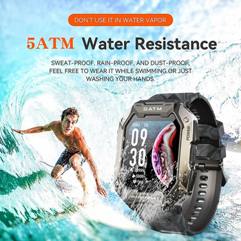 Нов 5ATM IP69K мъжки военен водоустойчив смарт часовник 1,71 инча HD професионален външен смарт часовник Човек за плуване Часовници за мъже