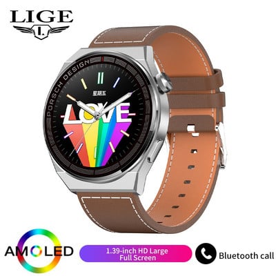 LIGE AMOLED Smartwatch Business Watch For Men Smart Watch Bluetooth Call Οθόνη HD 380mAh Ρολόι γυμναστικής Μεγάλης χωρητικότητας μπαταρίας