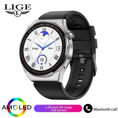 LIGE AMOLED Smartwatch Business Watch For Men Smart Watch Bluetooth Call Οθόνη HD 380mAh Ρολόι γυμναστικής Μεγάλης χωρητικότητας μπαταρίας