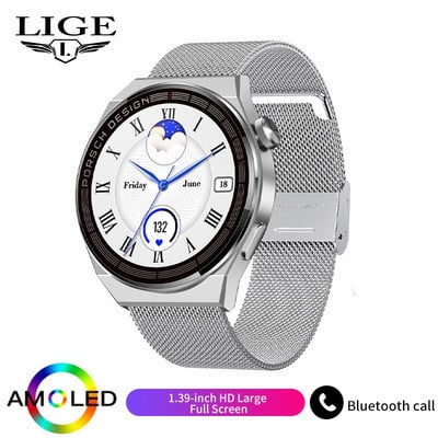 LIGE AMOLED Smartwatch Business Watch For Men Smart Watch Bluetooth Call Οθόνη HD 380mAh Ρολόι γυμναστικής Μεγάλης χωρητικότητας μπαταρίας