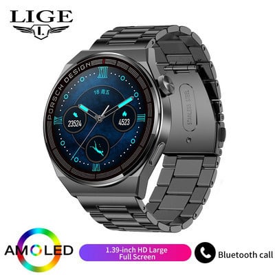 LIGE AMOLED Smartwatch Business Watch For Men Smart Watch Bluetooth Call Οθόνη HD 380mAh Ρολόι γυμναστικής Μεγάλης χωρητικότητας μπαταρίας
