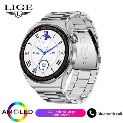 LIGE AMOLED Smartwatch Business Watch For Men Smart Watch Bluetooth Call Οθόνη HD 380mAh Ρολόι γυμναστικής Μεγάλης χωρητικότητας μπαταρίας