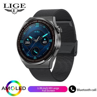 LIGE AMOLED Smartwatch Business Watch For Men Smart Watch Bluetooth Call Οθόνη HD 380mAh Ρολόι γυμναστικής Μεγάλης χωρητικότητας μπαταρίας