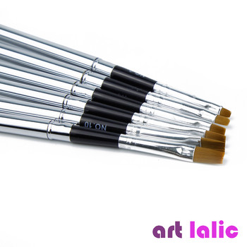 6 τμχ Ακρυλικό Sable Nail Art Flat Brush Design Dotting Painting Σχέδιο Κρυστάλλινο Σετ στυλό Σκαλιστικό Σαλόνι Συμβουλές