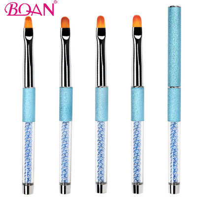 BQAN Nail Brush Art UV Gel Polish Builder dažymo šepetys #2#4#6#8 Ovali nailono galvutė Kalnų krištolo rankenos manikiūro "pasidaryk pats" dizaino įrankis