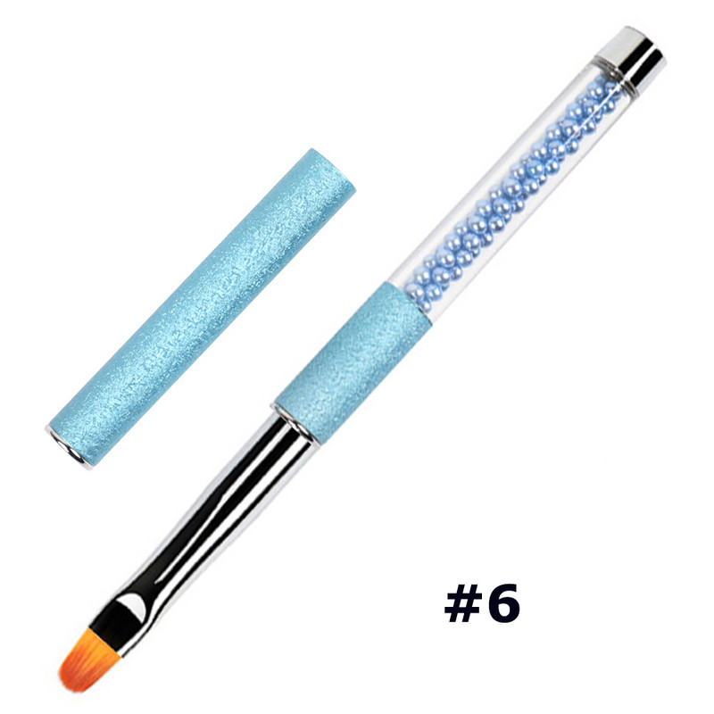 BQAN Nail Brush Art UV Gel Polish Builder festőecset #2#4#6#8 ovális nylonfejű strasszos fogantyús manikűr barkács tervezőeszköz