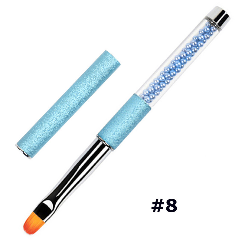 BQAN Nail Brush Art UV Gel Polish Builder festőecset #2#4#6#8 ovális nylonfejű strasszos fogantyús manikűr barkács tervezőeszköz