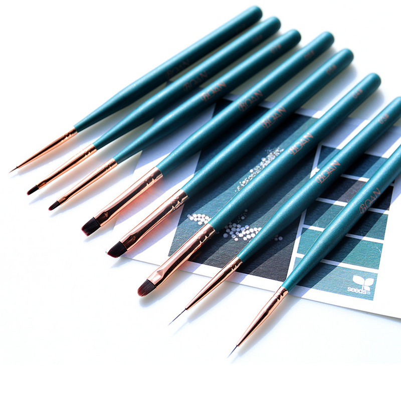 BQAN 1 db Nail Art Lakk Gél ecset Körömfestés Rajz Bélés Ecsetek Toll 5mm/7mm/11mm Manikűr Art sziromkefe #4 ovális haj