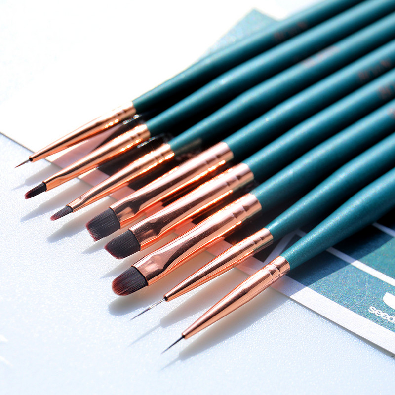 BQAN 1 db Nail Art Lakk Gél ecset Körömfestés Rajz Bélés Ecsetek Toll 5mm/7mm/11mm Manikűr Art sziromkefe #4 ovális haj