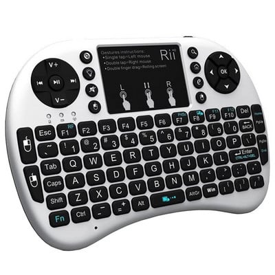 Tastatură Rii i8+ HE/RU/AR/FR/US Mini tastatură fără fir retroiluminată originală de 2,4 GHz cu touchpad pentru Android TV Box/PC/laptop