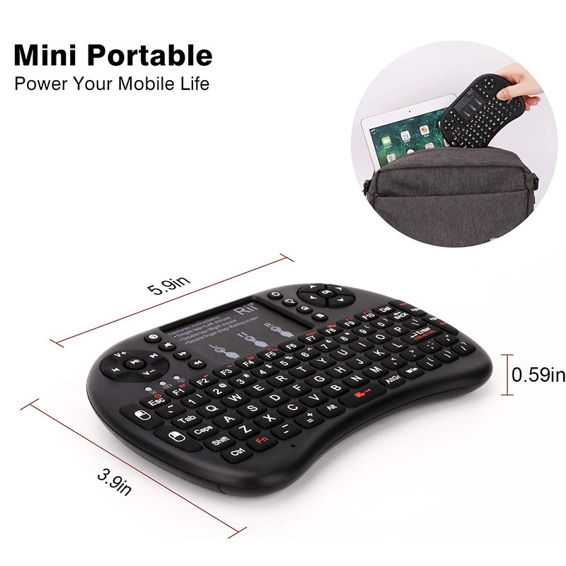 Tastatură Bluetooth Rii Mini cu touchpad Tastatură fără fir portabilă de 2,4 GHz iluminată din spate pentru smartphone-uri Laptop/PC/Windows/Mac/TV Box