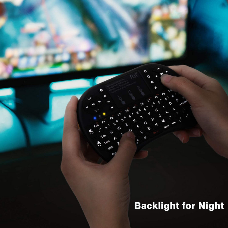 Tastatură Bluetooth Rii Mini cu touchpad Tastatură fără fir portabilă de 2,4 GHz iluminată din spate pentru smartphone-uri Laptop/PC/Windows/Mac/TV Box