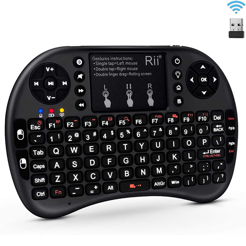 Tastatură Bluetooth Rii Mini cu touchpad Tastatură fără fir portabilă de 2,4 GHz iluminată din spate pentru smartphone-uri Laptop/PC/Windows/Mac/TV Box