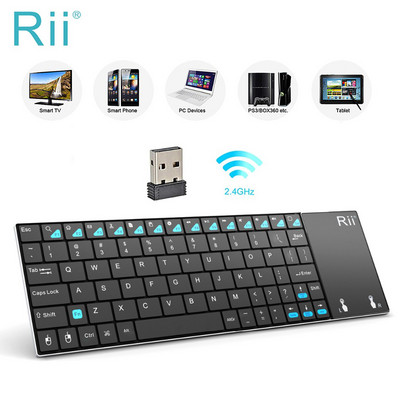 Rii mini i12+ bežična mini tipkovnica ruska/engleska/francuska/španjolska tipkovnica s Touchpad mišem za PC tablet Android TV BOX