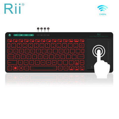 Rii K18 Plus Безжична мултимедийна клавиатура RU/US/FR/HE 3-LED цветна подсветка с мултитъч за Android TV Box, PC